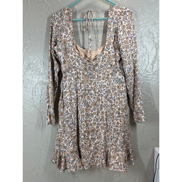 Free People Boheme Mini Dress OB1017745 Floral Ivory Ruffle Combo Size 10‎ - Picture 3 of 6